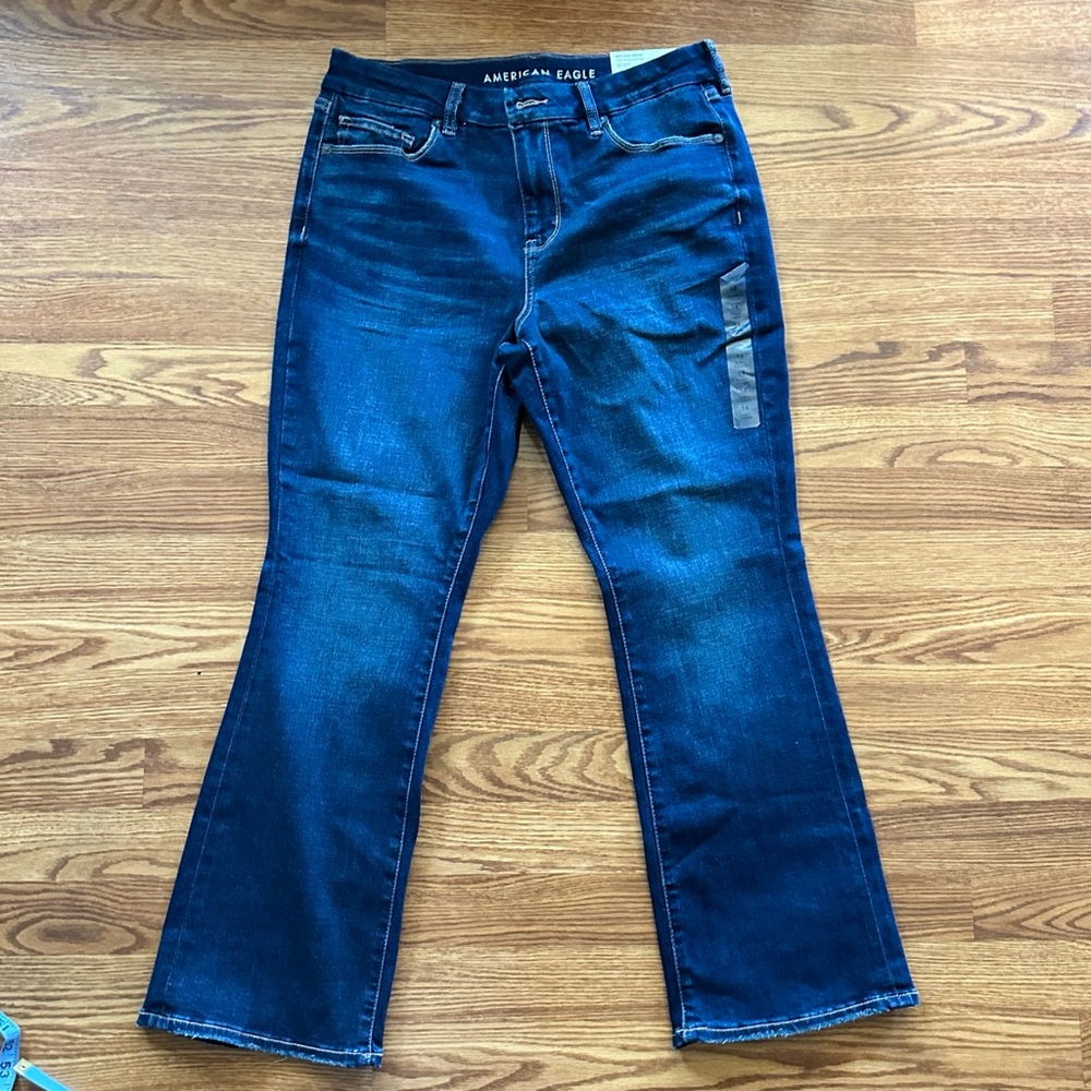 American Eagle Outfitters Blue Mini Kick Flare Leg Jeans